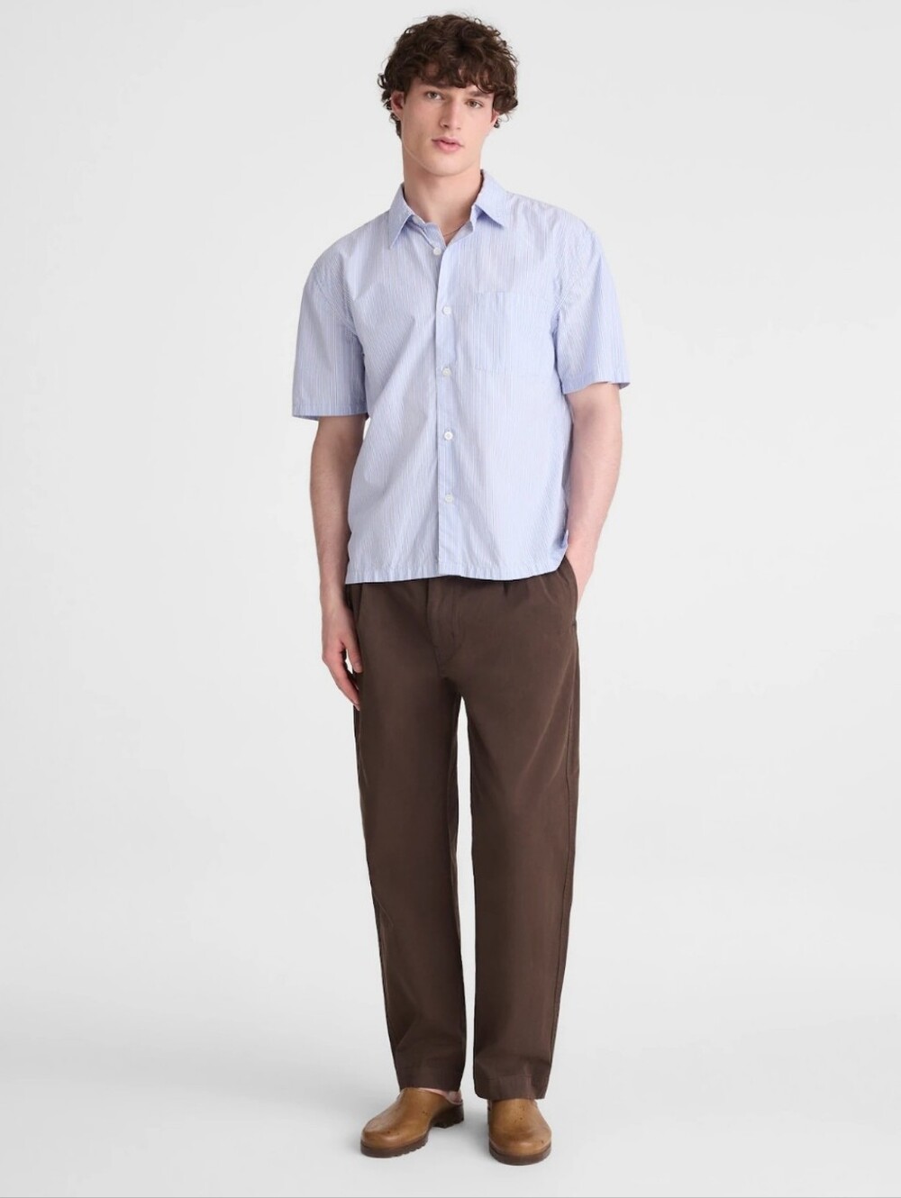 NWT Madewell Mens Pleated Chino Pants Uniform Twill Brown Straight Trouser 28